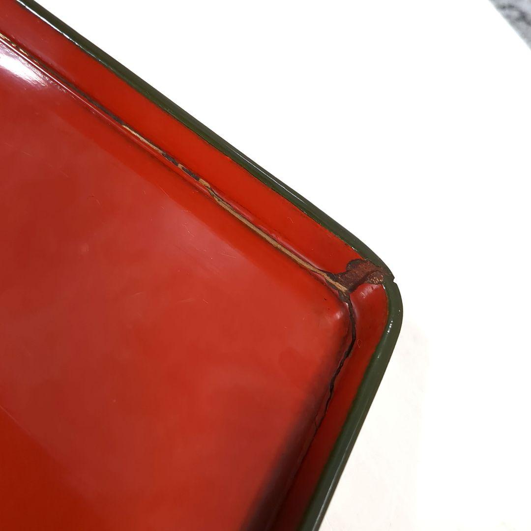 木製 漆器 緑内朱 脚付会席膳 10客セット 江戸時代後期 骨董品 黒漆木箱付き