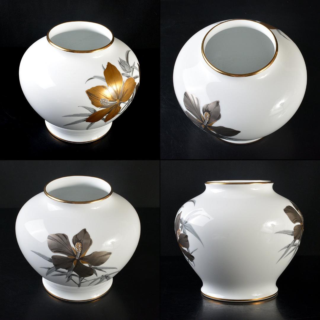 大倉陶園 OKURA 金蝕 花文 花瓶 花入 V 5816C