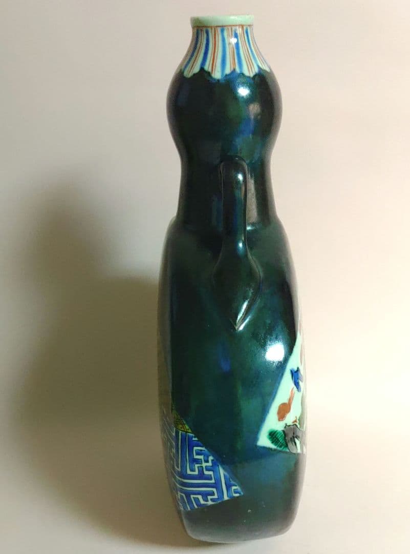 九谷焼 白舟 徳利 手書き 色絵 陶器製 九谷焼 白舟 徳利 手書き 色絵