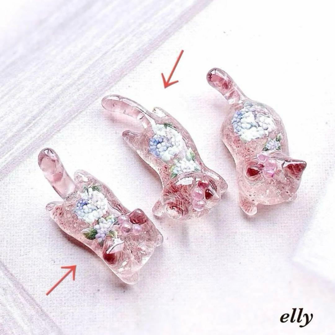 【ゆきゆっきー❄様】1284.琉球ガラス　ジャスミン　ジャンピング猫　レジン