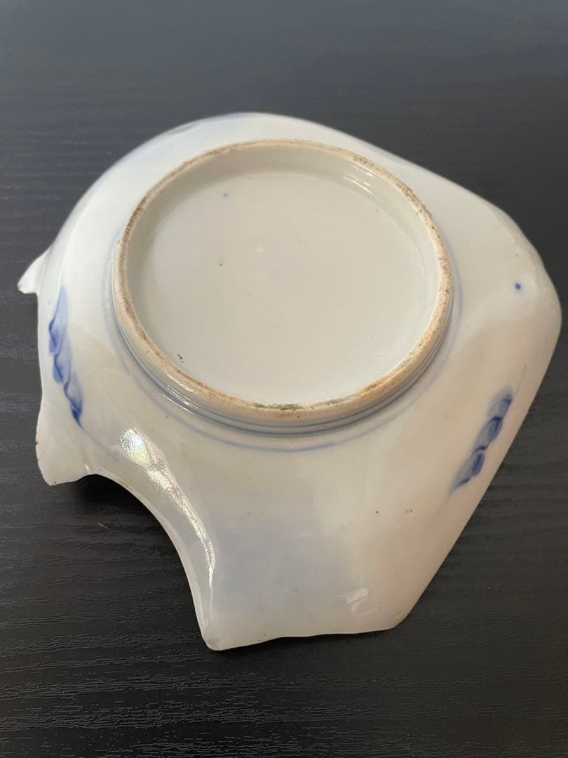 珍品 貴重品 古伊万里染付 変形平皿 美品 飾り皿 めで鯛皿