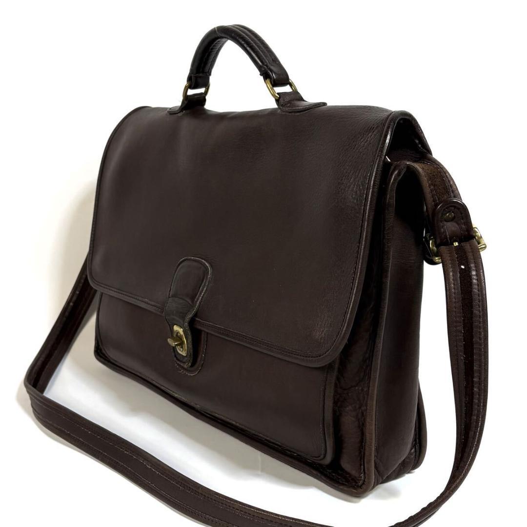 【美品】オールド コーチ レザーブリーフケース ターンロック ブラウン USA製