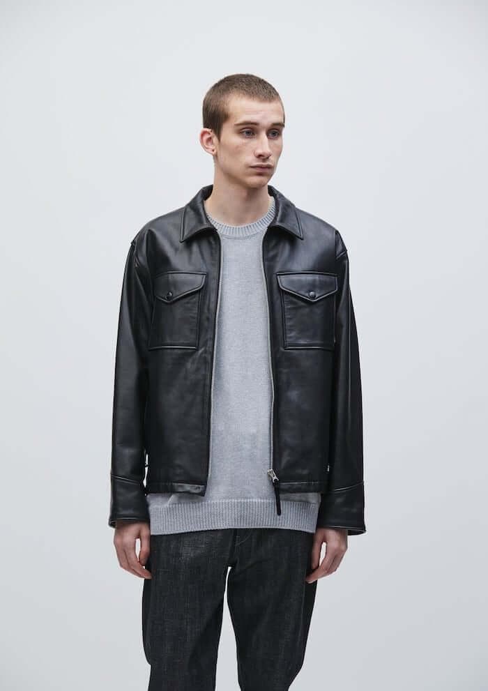 NEIGHBORHOOD LEATHER PM JACKET L BLACK