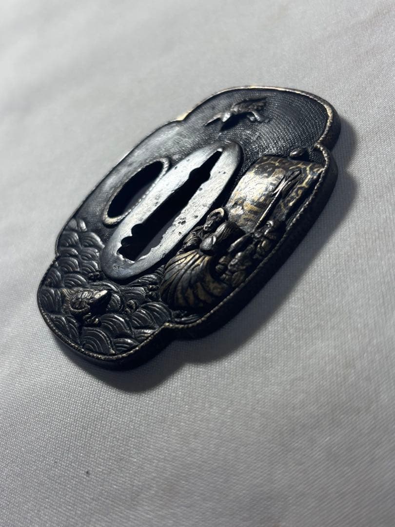 名品　鐔鍔つば　宝船　七福神　鶴と亀　これぞ御利益のある鐔　江戸時代