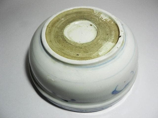 古伊万里染付「柳に帆掛舟図、渦巻蝙蝠文」小鉢3客（