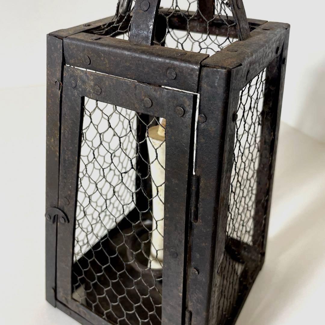 XG447 時代物・鉄製・吊り燭台・行燈・ランタン・アンティーク・骨董