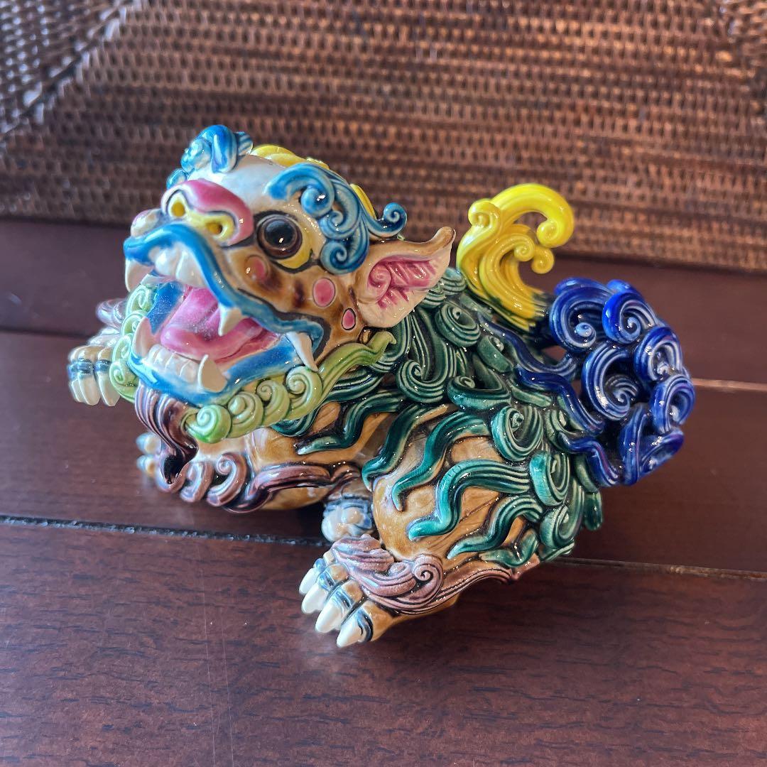 台湾 交趾焼 智盧 陶光の置物 - メルカリ 獅子形 置物 智盧 陶