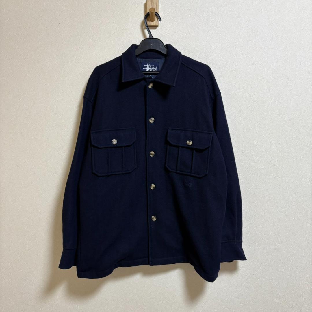 STUSSY CPOジャケット Sサイズ ウール 90s ネイビー