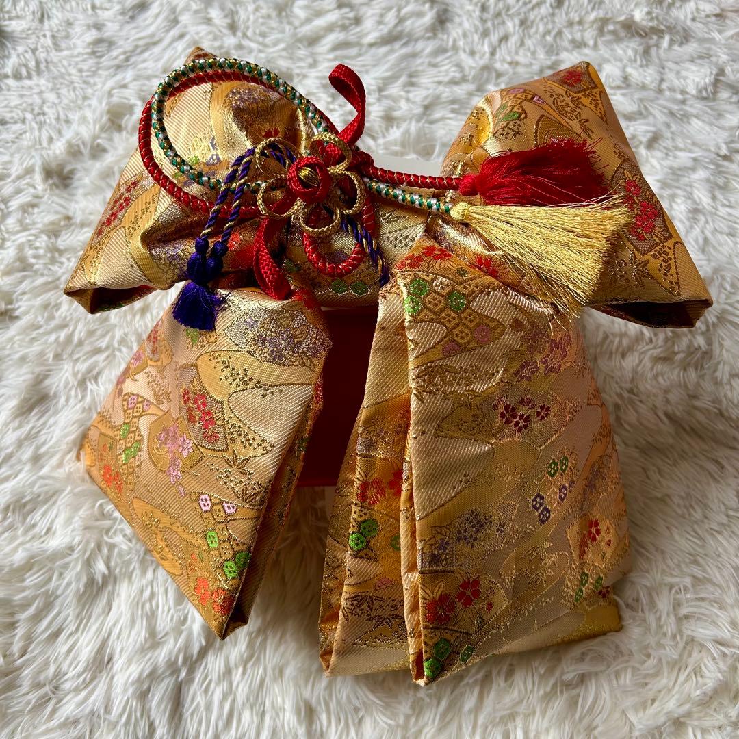 七五三 赤とピンクの花柄着物 作り帯 はこせこセット ７歳