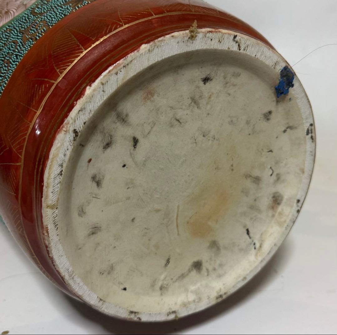 薩摩焼 金襴手花鳥文様 壺 約61cm