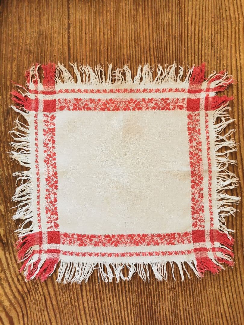 アンティークイタリア ダマスク織リネン カーネーション＆馴鹿 クロス