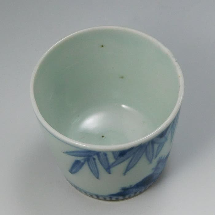 美品】古伊万里 「竹に雀 蕎麦猪口」染付 江戸後期 送料込み【鳳凰堂