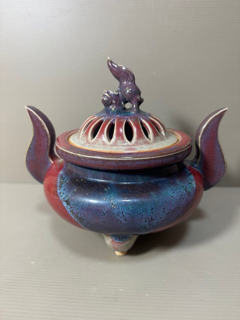2183 香春焼 辰砂 獅子香炉 - メルカリ