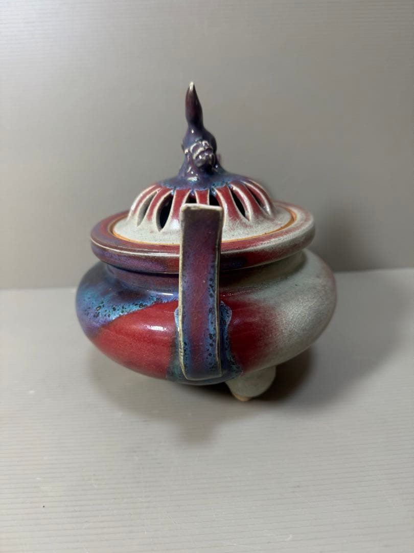 2183 香春焼 辰砂 獅子香炉 - メルカリ