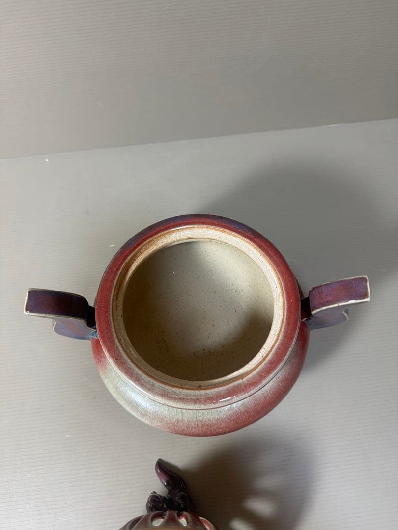 2183 香春焼 辰砂 獅子香炉