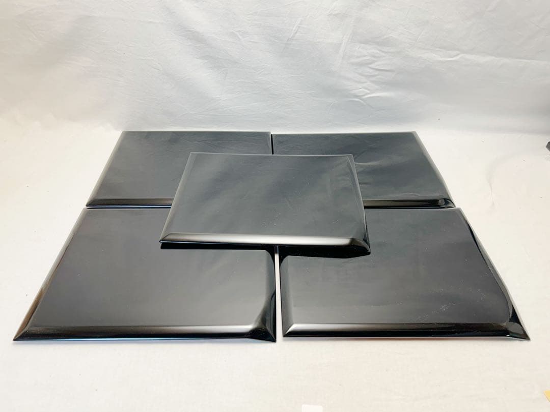 未使用 懐石道具 天然木製 輪島塗 朱塗 波蒔絵 折敷5客 栞 共箱