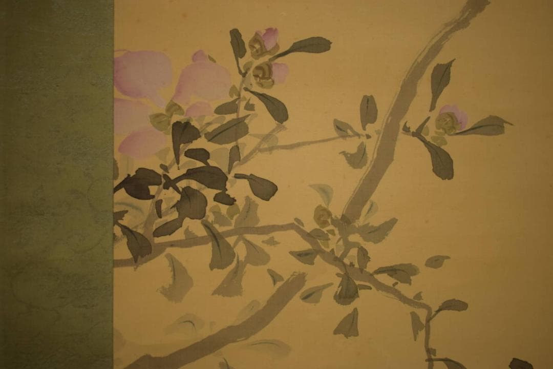 真作/池上秀畝/山茶花に小禽図/桐共箱付/布袋屋掛軸HI-751