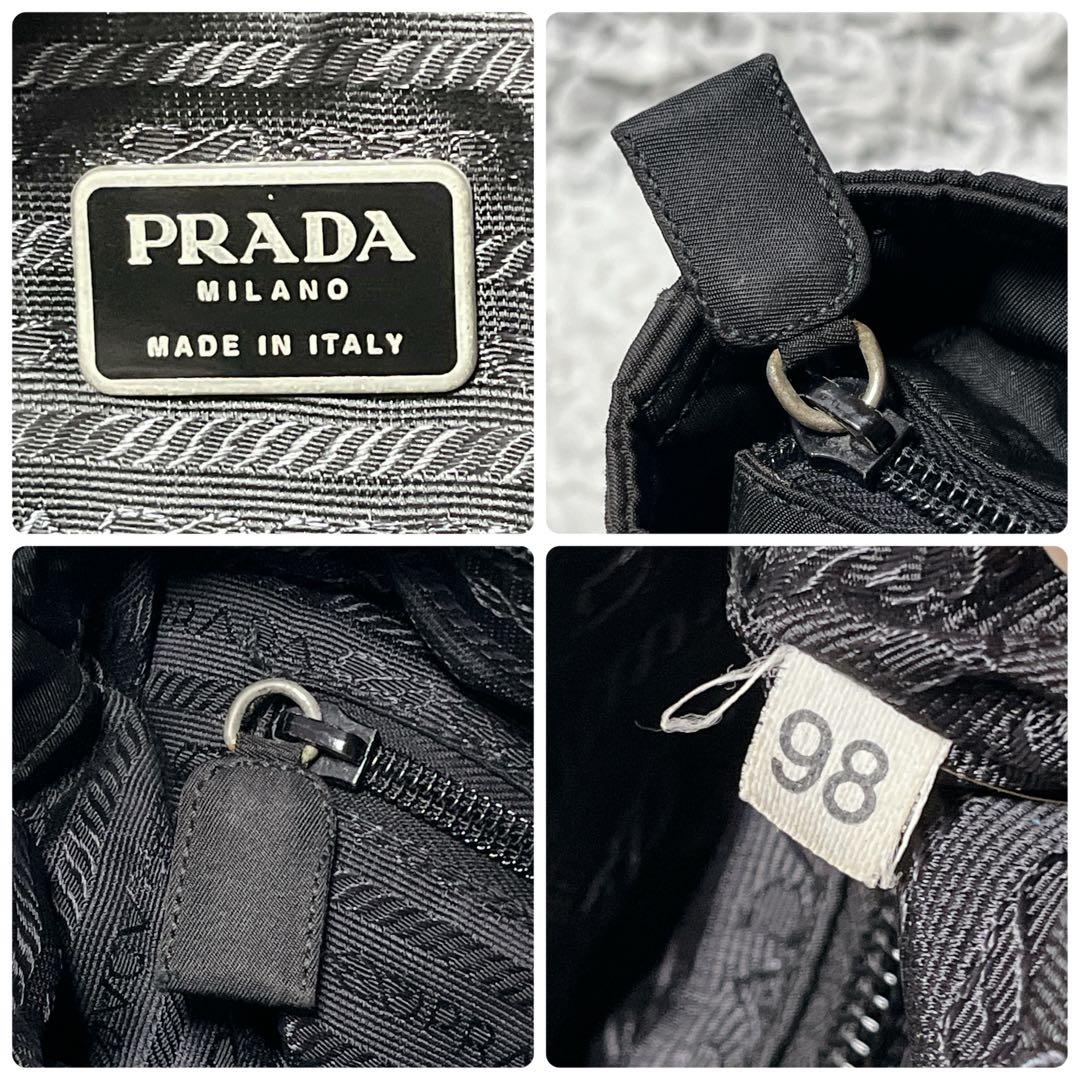 PRADA ブラック ナイロン トートバッグ　プラダ　ハンドバッグ　三角　黒