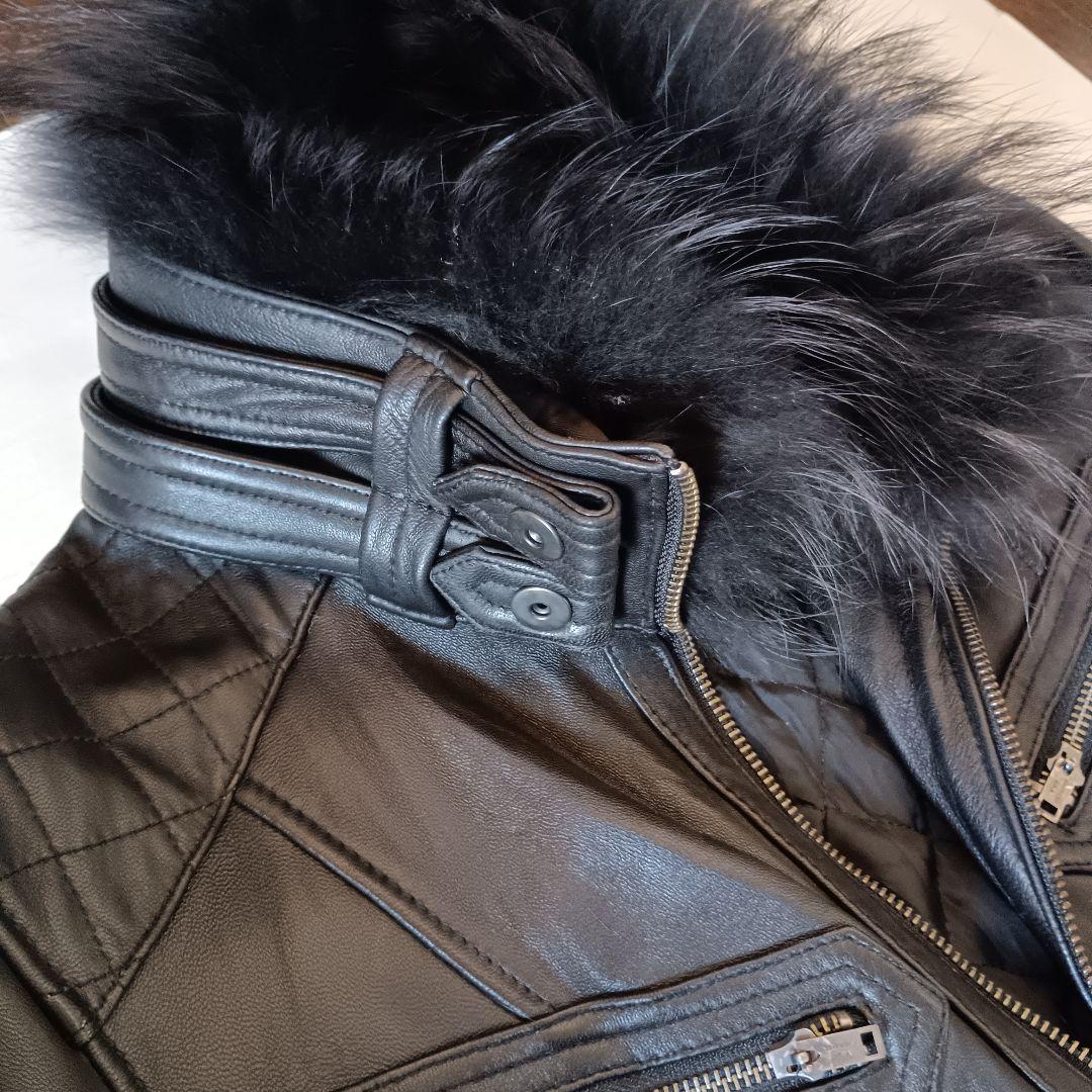 美品✦Jackrose ジャックローズ ファー付 ラクーン ライダース 黒