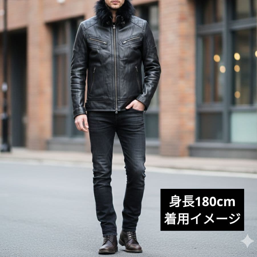美品✦Jackrose ジャックローズ ファー付 ラクーン ライダース 黒