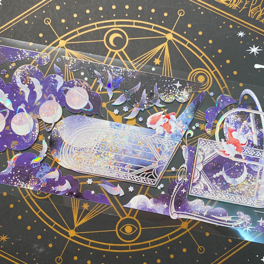 9290】海外 マステ 巻 貝殻光マスキングテープ 装飾背景系 紫