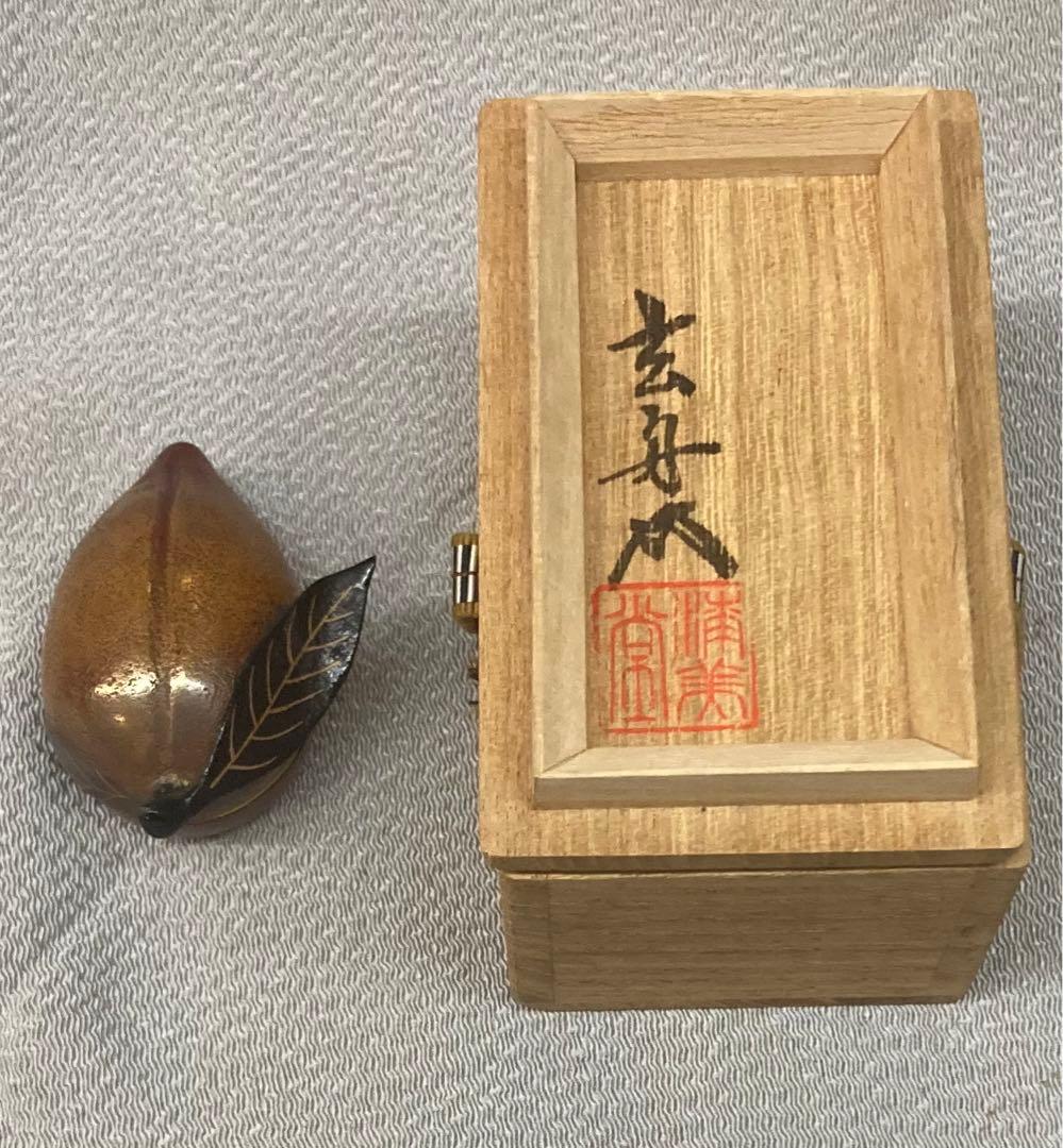 B112s 玄舟作 桃香合 共箱 木製輪島漆塗 江尻美輔 漆
