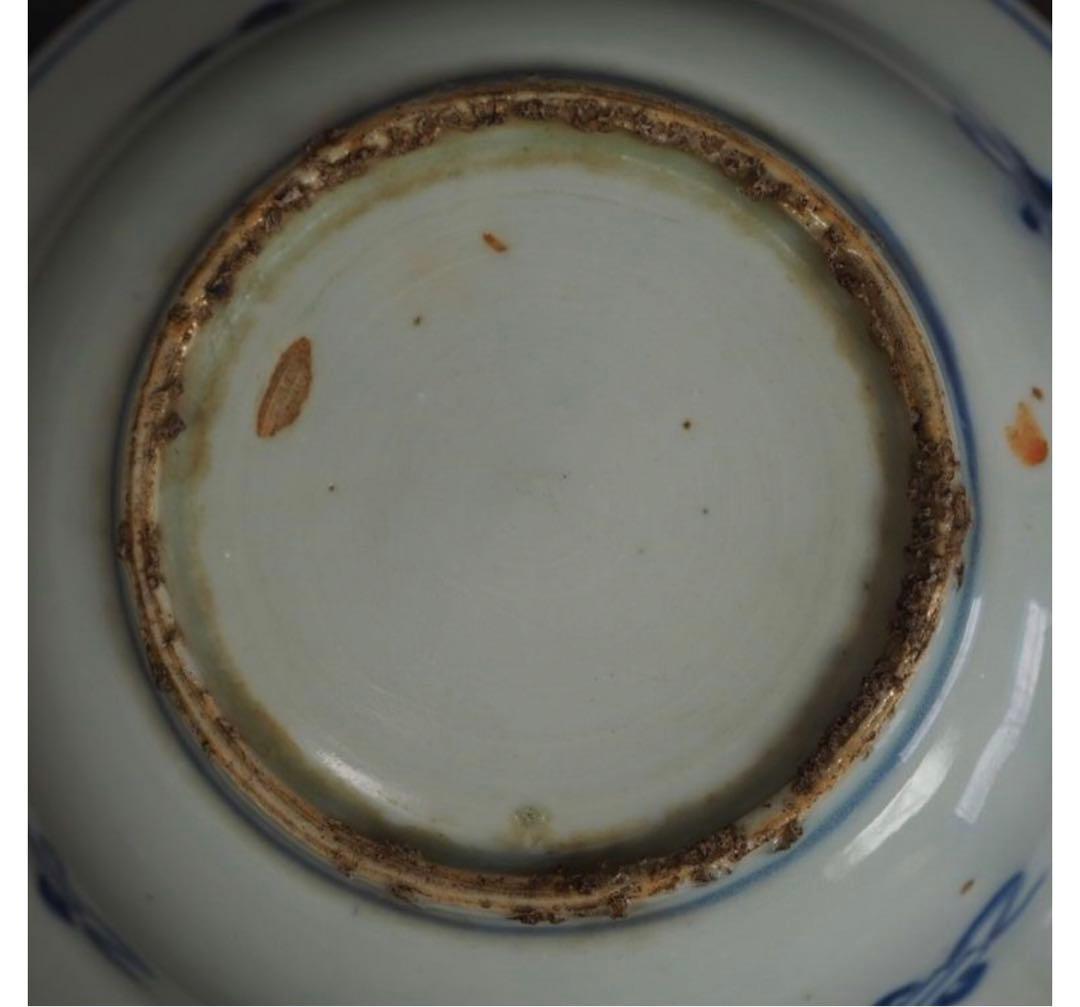 送料無料　明時代　鹿図染付平碗５客　本物保証　中国古玩