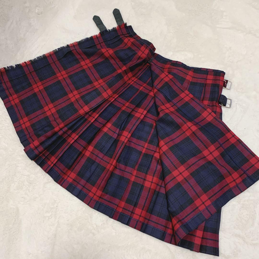 美品 O'NEIL OF DUBLIN タイトラップスカート 赤チェック ウール