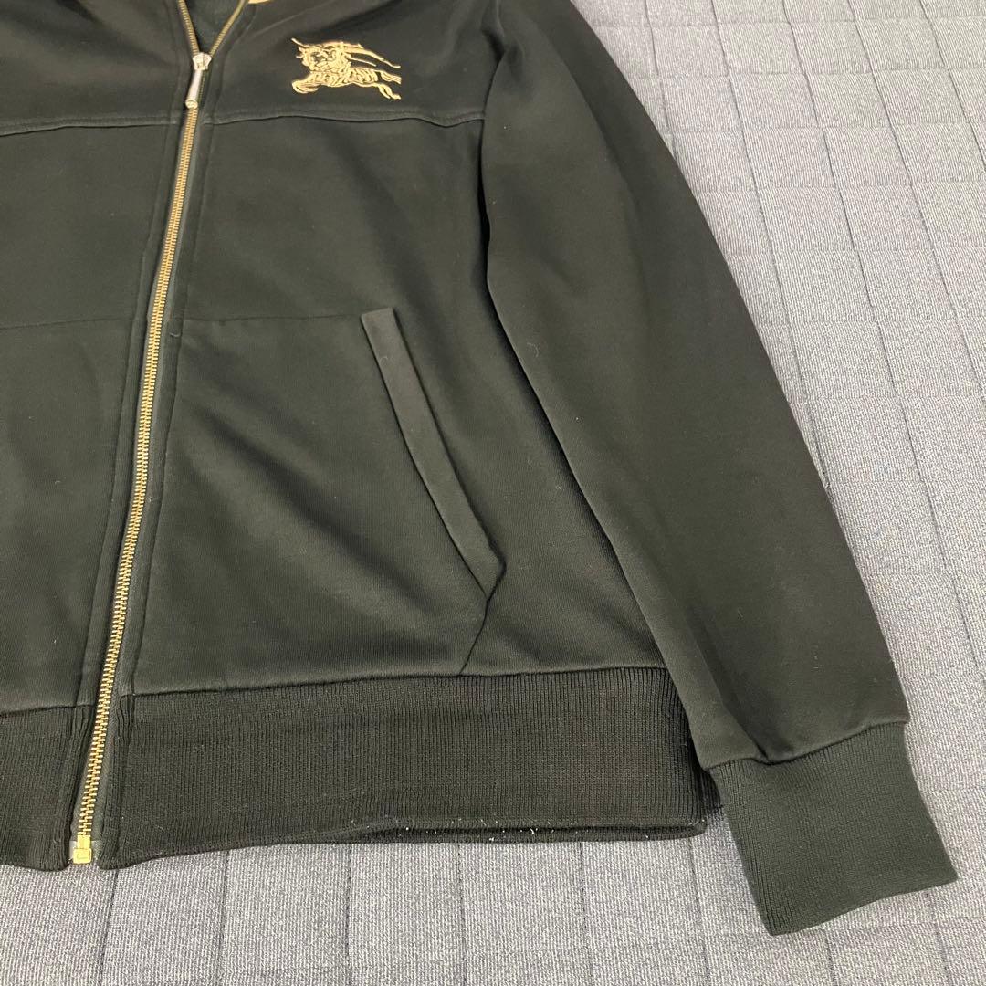 BURBERRY パーカー ファスナー フード付き ノバチェック ブラック