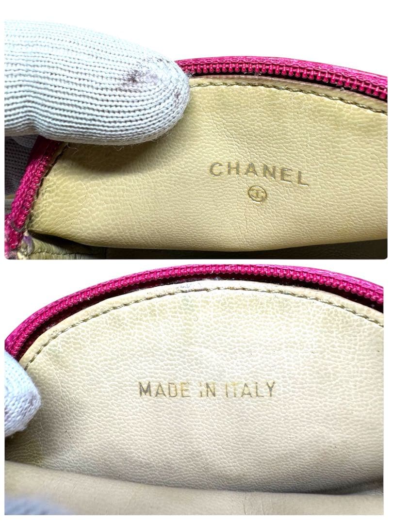 シャネル　ピンク　ケース　ミニ財布　デカココ　キャビアスキン　正規品