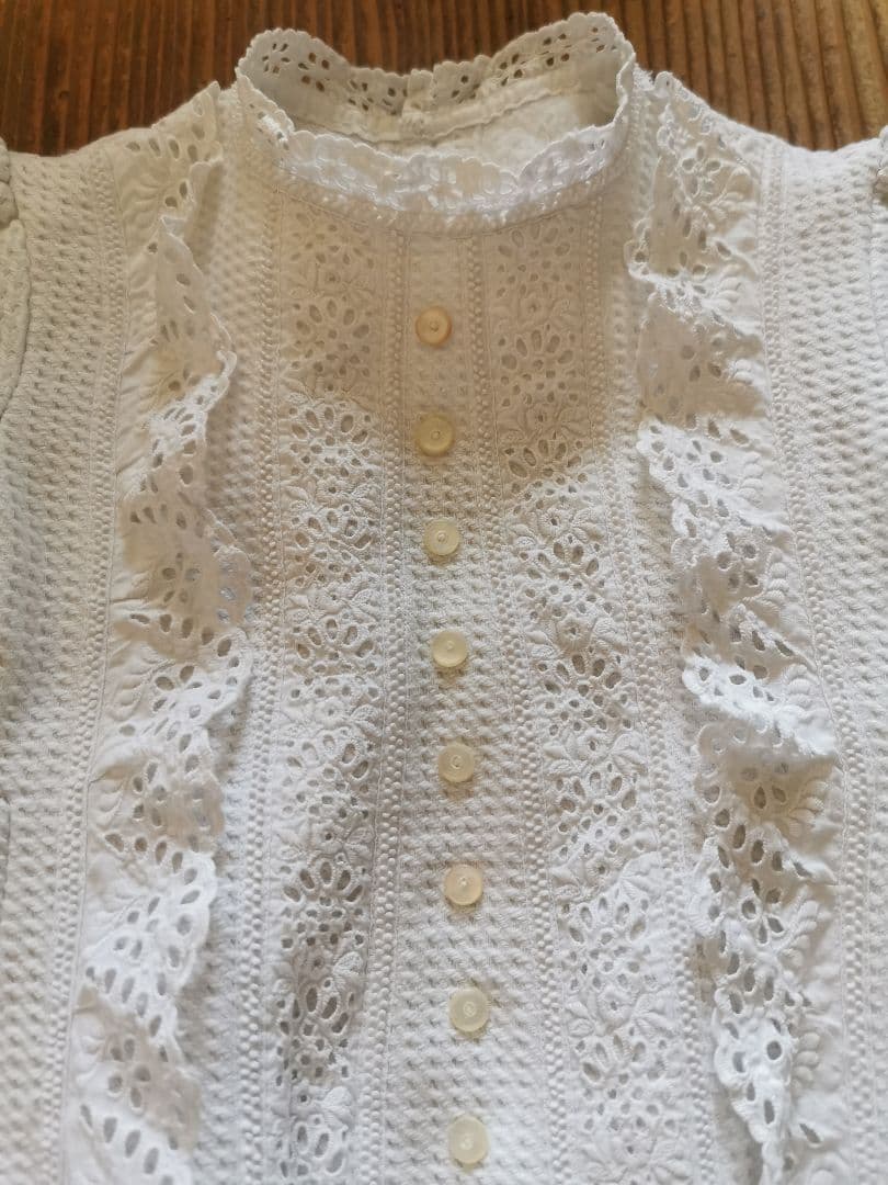 追加❁アンティークベビードレス 初宮詣 ピケドプロヴァンス パール釦