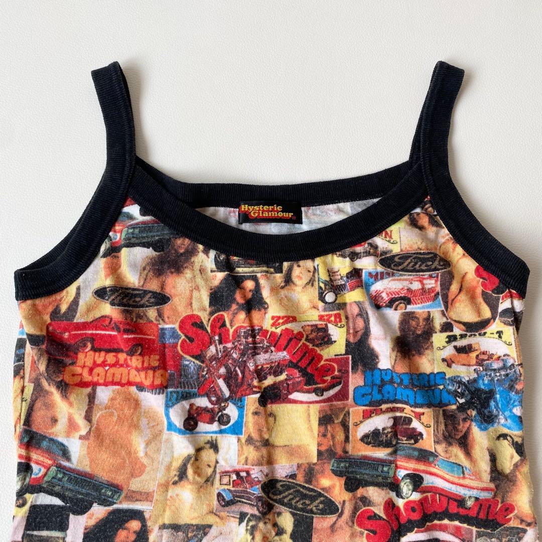 ヒステリックグラマー　タンクトップ　初期タグ　ガール総柄　ロゴ　キャミソール