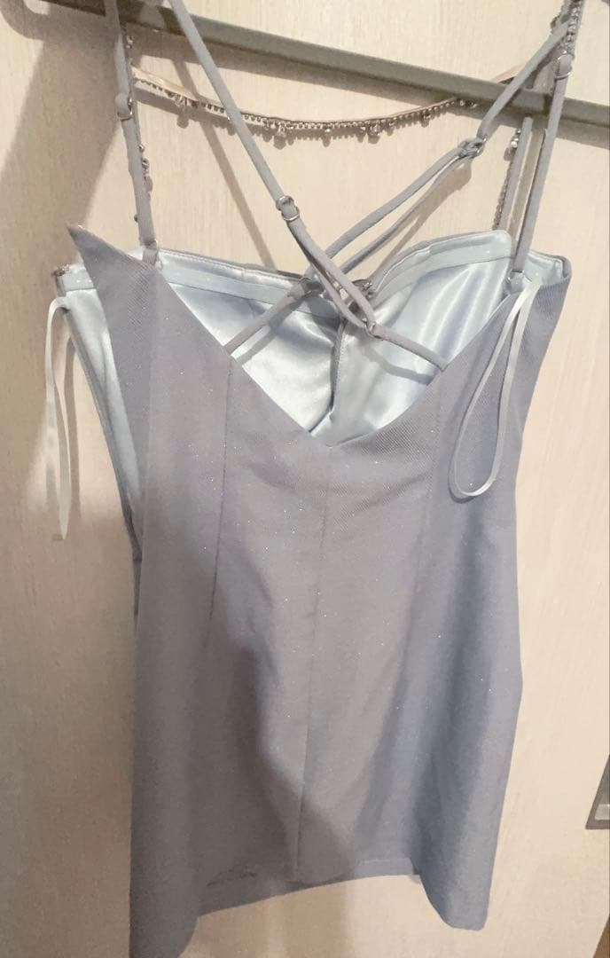 ROBE de FLEURS ライトブルー タイトドレス ストラップ付き