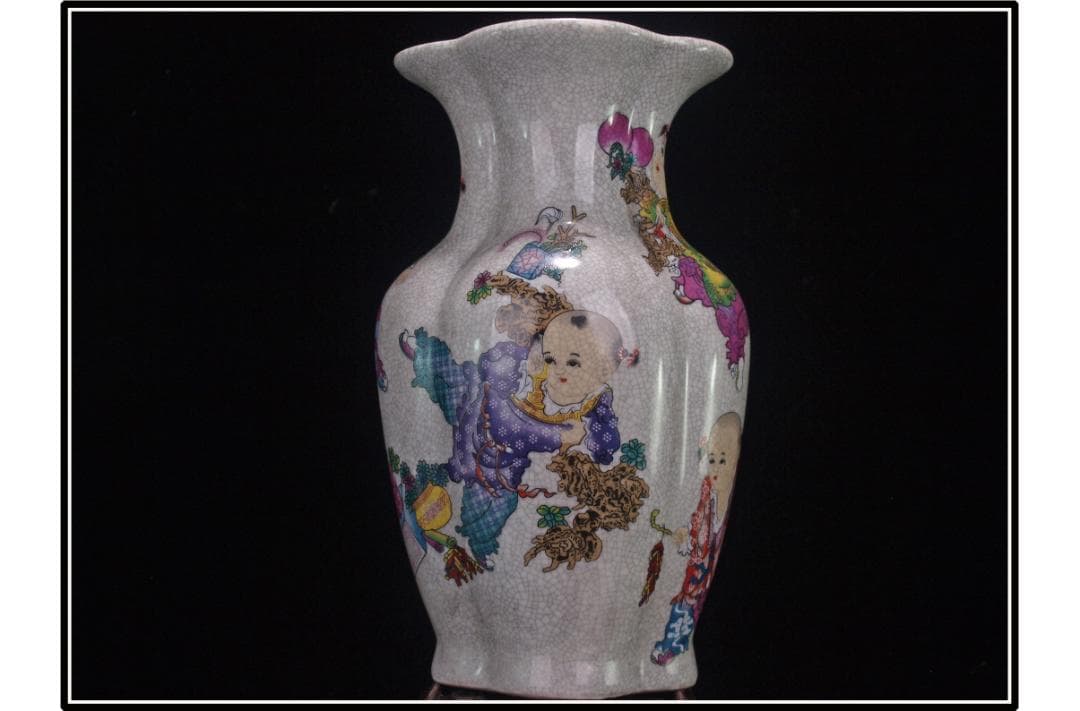 中国 清時代　在銘手描き花瓶 美術品骨董品 DE1035B14-4