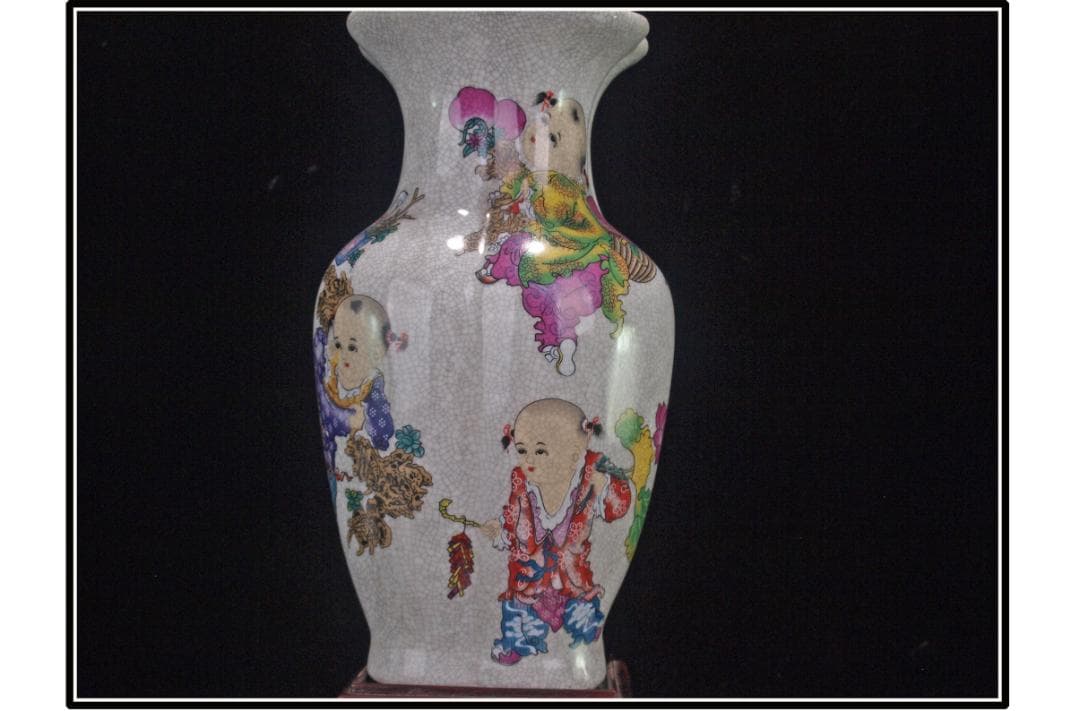 中国 清時代　在銘手描き花瓶 美術品骨董品 DE1035B14-4