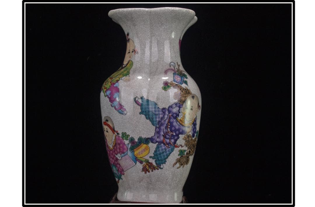 中国 清時代　在銘手描き花瓶 美術品骨董品 DE1035B14-4