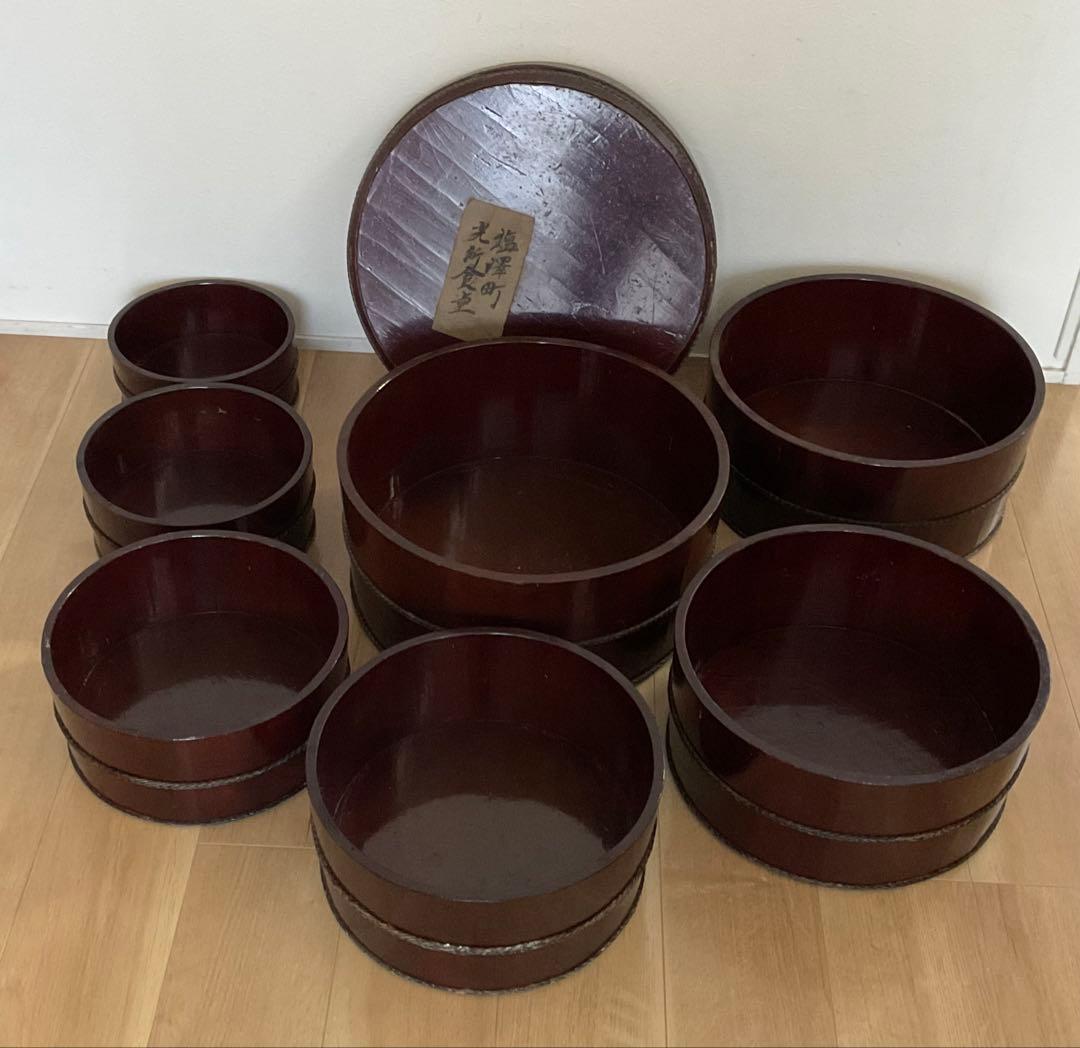 曲げわっぱ　漆器　入れ子　七子入れ　銅線巻き　お櫃　民芸