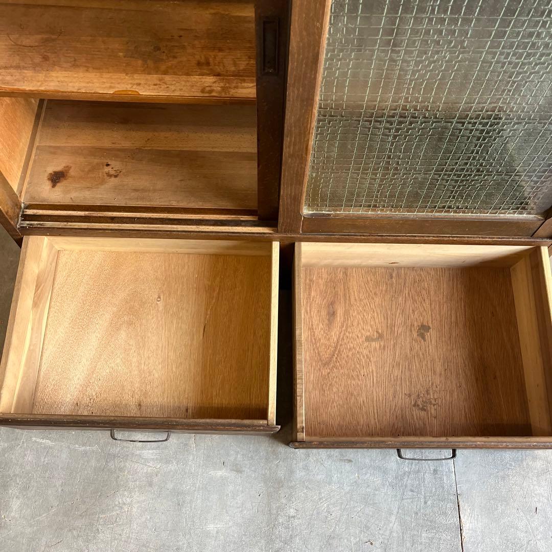 アンティーク ガラス すりガラス 食器棚 飾り棚 昭和レトロ 本棚