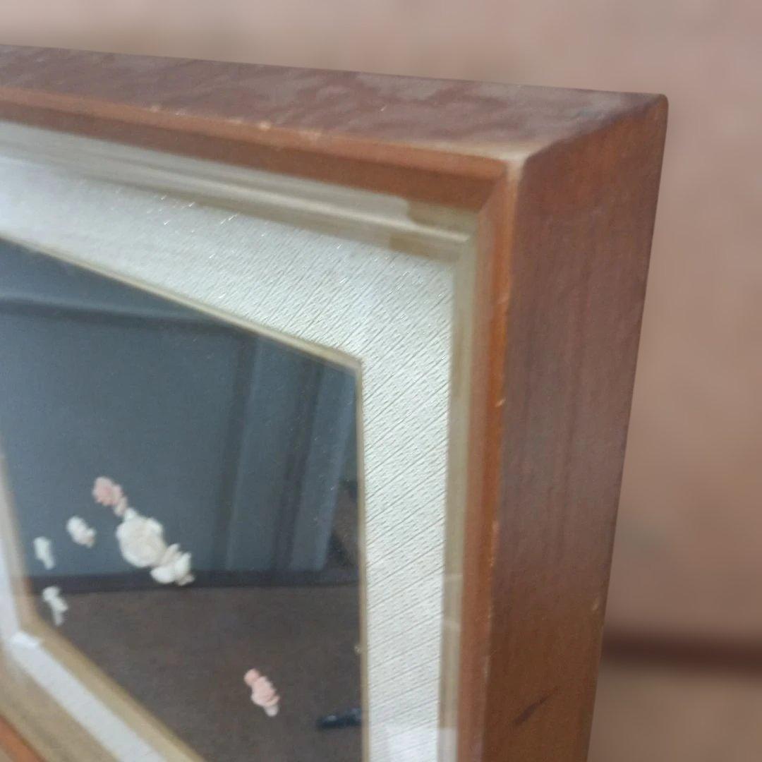 3985）周峰 珊瑚の彫刻の額 薔薇