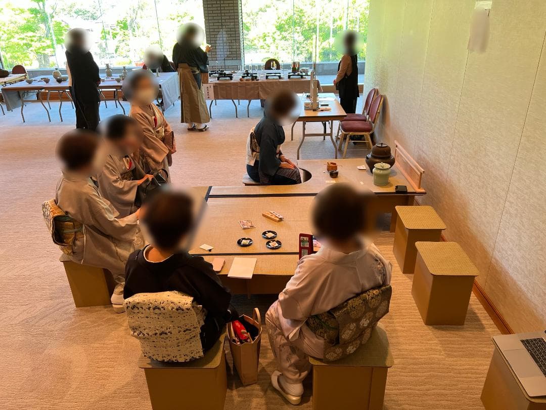 組み立て式 立礼棚（有圓卓）段ボールタイプ 炉/風炉畳2種付属、茶会