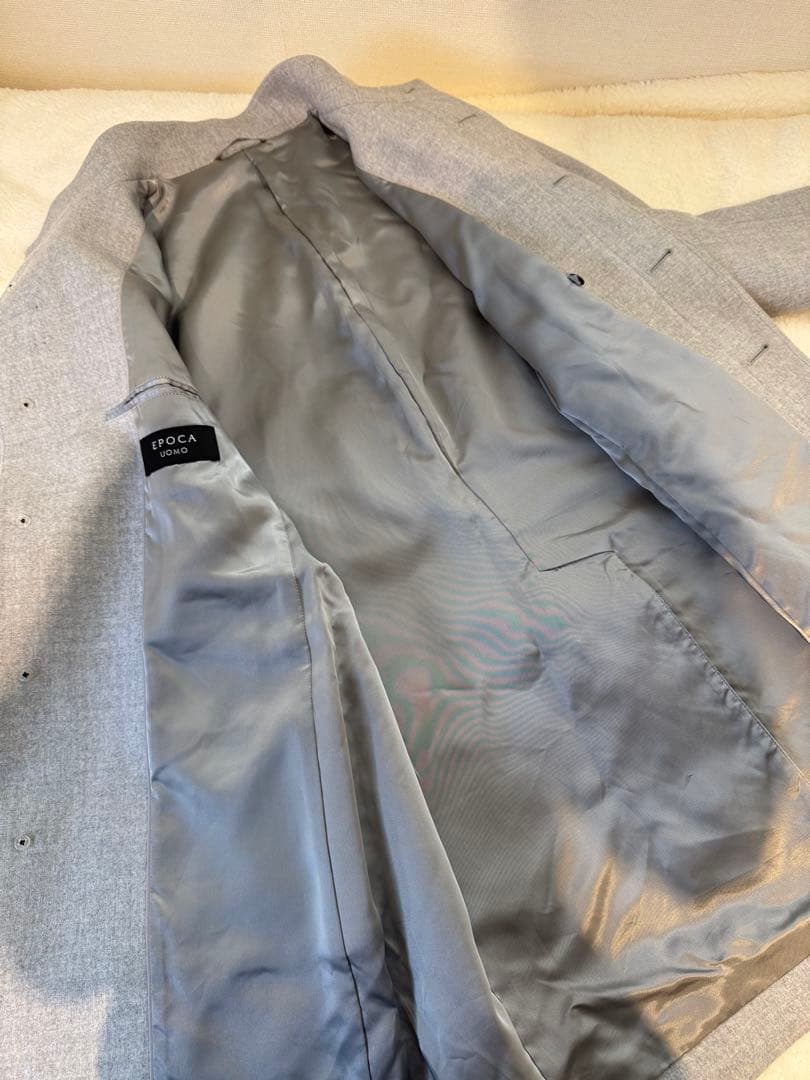 正月特価 EPOCA UOMOライトグレー スタンドカラーコート　エポカウォモ