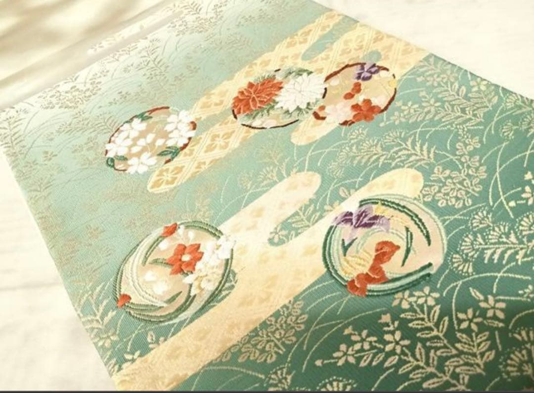 振袖 フルセット6点サイズM〜L絞り 熨斗吉祥花鳥蝶文 金銀