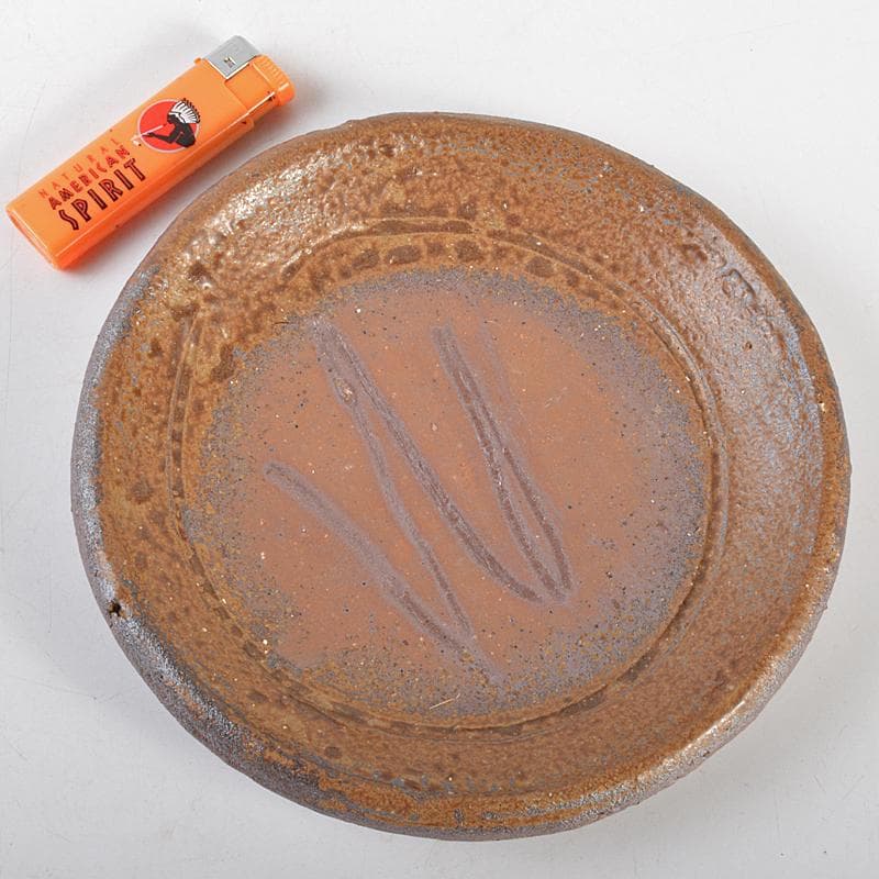 和食器　備前焼　稲荷作　たたき　丸皿　六客　共箱　M　R7178