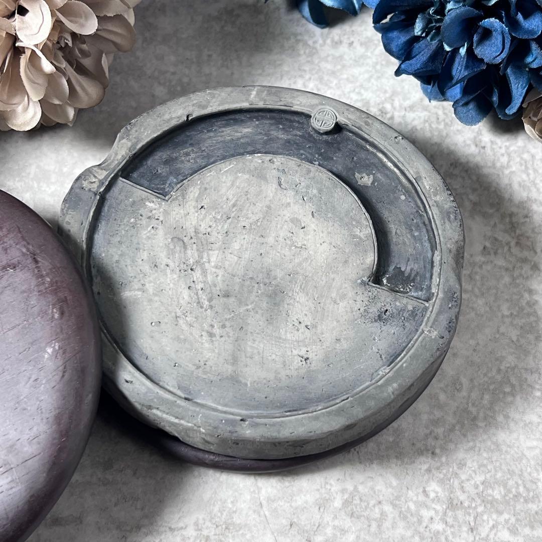 美術館級】中国 蓮花文軒丸瓦硯 6-8世紀 南北朝瓦硯 連