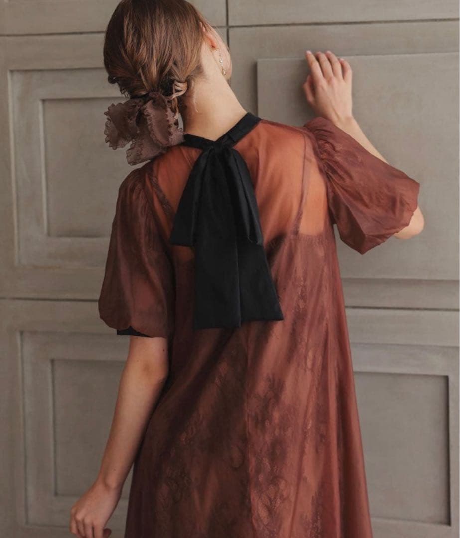 ク★新品★ドリードール　Aラインシアードレス　ブラウン　M