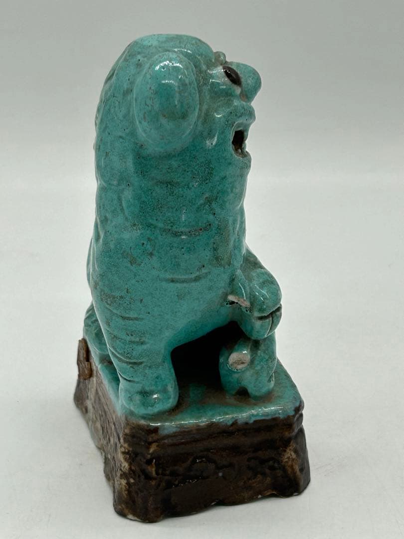 中国　清時代　松石緑釉獅子　アンティーク　送料込み0715