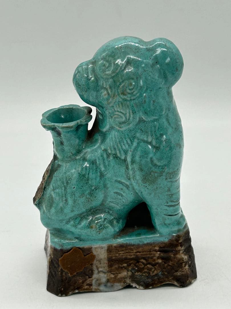 中国　清時代　松石緑釉獅子　アンティーク　送料込み0715