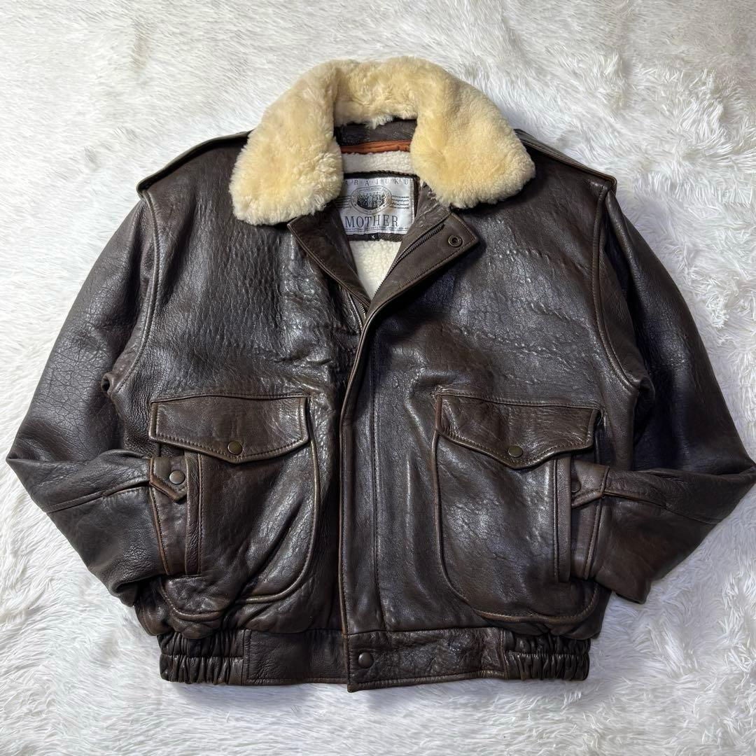 90s】G-1 ラムレザー フライトジャケット L 襟ボア・ライナー付き完品