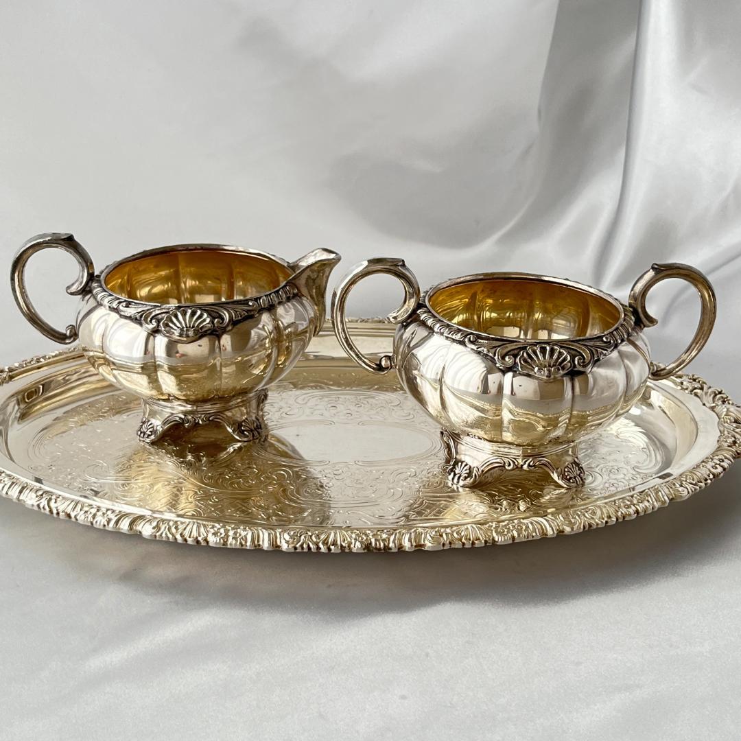 【Old English】メロンフォルムのミルクジャグ / シュガーボウル