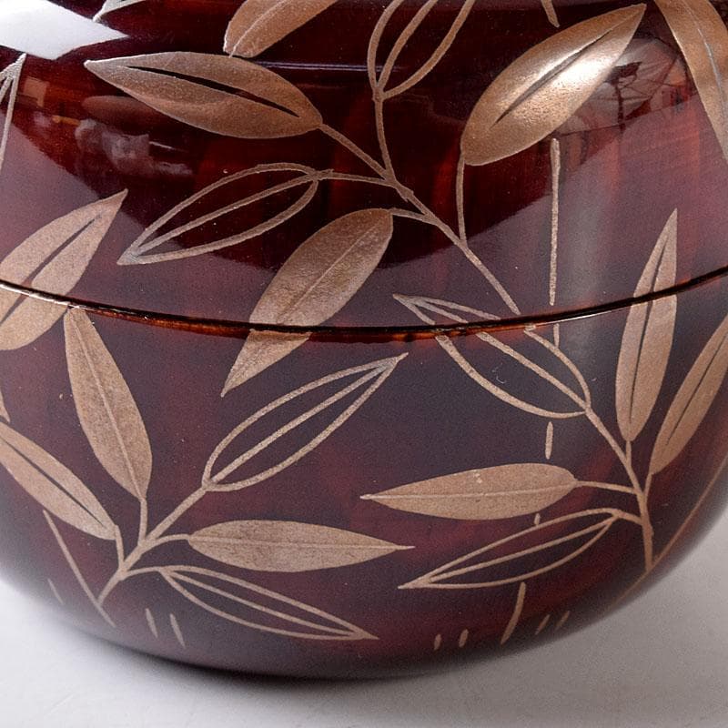 茶道具　山下泰園作　露笹蒔絵　白粉解香合　共箱　V　7732